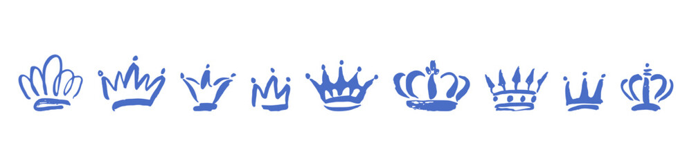 Hand drawn majestic crowns and tiaras jewelry set © Anada77
