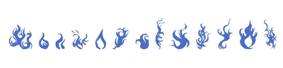 Obraz premium Artistic hand drawn bonfire and spark illustration set