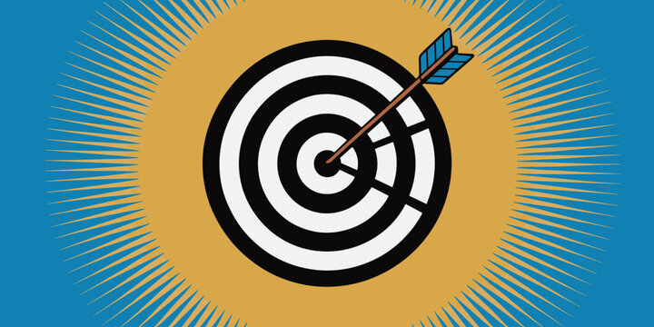 Target with arrow hitting bullseye success achievement goal concept illustration professional strategy focus ambition accuracy determination winning objective complete mission business marketing corpo
