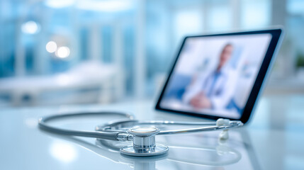 doctor using digital tablet for remote medical consultation and telemedicine services