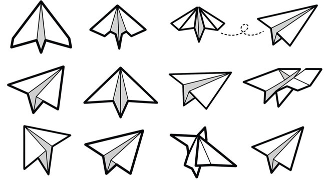 Collection of Hand Drawn Paper Planes.