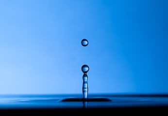 Color drops splash with umbrella or balls in fresh water