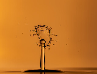 Color drops splash with umbrella or balls in fresh water