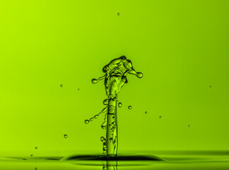 Color drops splash with umbrella or balls in fresh water