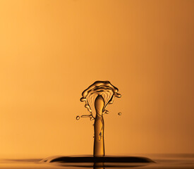 Color drops splash with umbrella or balls in fresh water