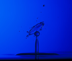 Color drops splash with umbrella or balls in fresh water