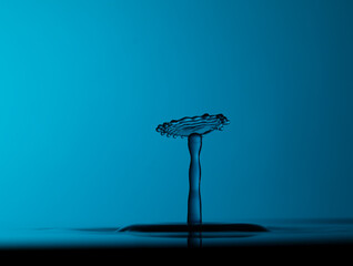 Color drops splash with umbrella or balls in fresh water