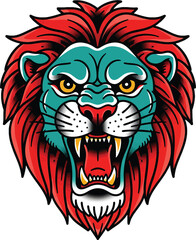 Obraz premium Colorful Cartoon Lion Head with Mane.
