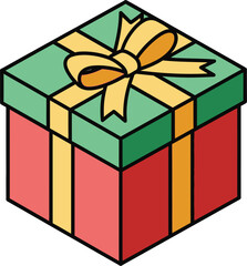Colorful Gift Box with Ribbon Decoration.