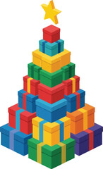 Colorful Gift Boxes Forming Christmas Tree.