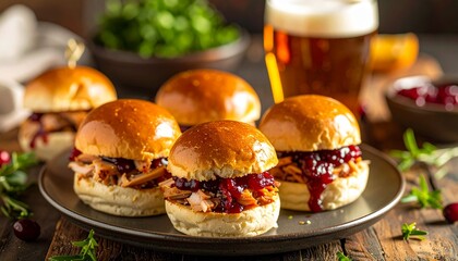 Amber Beer & Roasted Turkey Sliders. Beer Festive Photo