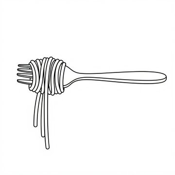 fork with spaghetti sketch 