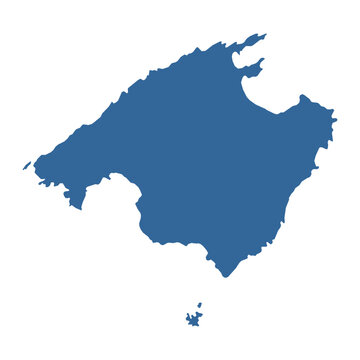 Mallorca Island Outline Map Vector, Majorca Balearic Spain Mediterranean Island Silhouette
