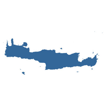 Crete Island Outline Map Vector, Greece Mediterranean Island Silhouette