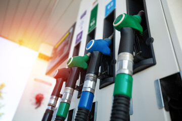  Pump nozzles at the gas station