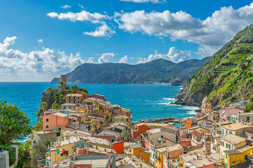 Scenic view of the village of Vernazza in Cinque Terre