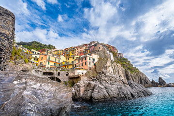 Scenic view of the village of Manarola in Cinque Terre