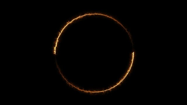 Glowing neon circle with on black background animation.  neon circle glows in the dark. Neon frame circle loading icon animation background video. neon circle frame loading icon bckground