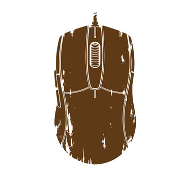 Grunge texture Vintage computer mouse with distressed design and cord  old technology concept Vintage Style
