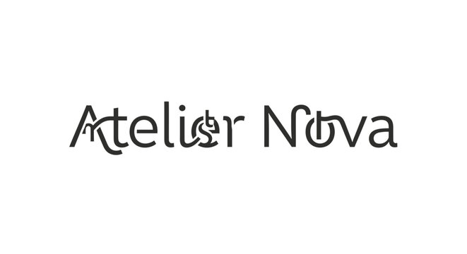Atelier Nova logo design with creative typography and simple elements.