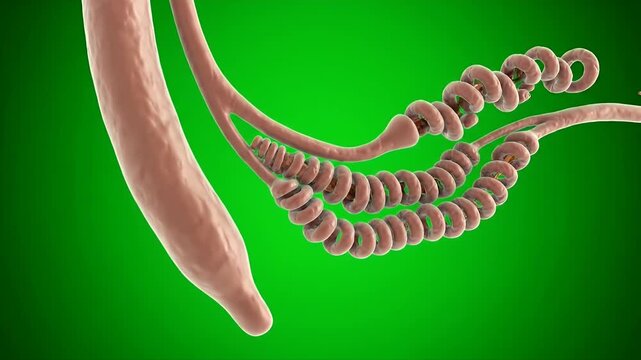 3D Detailed CGI Visualization of Chromatin Structure on Green Screen Background Medical Illustration and Molecular