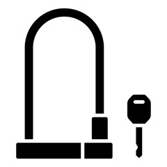Bicycle lock, bike u lock key glyph solid icon