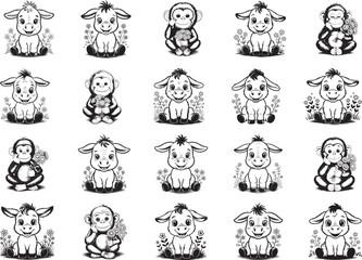 Whimsical Animals Spring Clipart