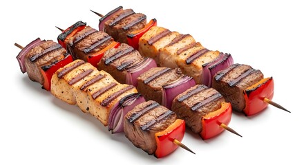Obraz premium Grilled Meat and Vegetable Skewers