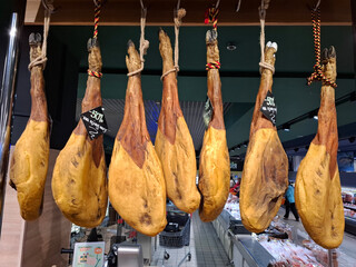 Cows legs are sold in a grocery shop