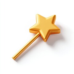 Obraz premium Glossy golden star-shaped wand casting a shadow on a white surface