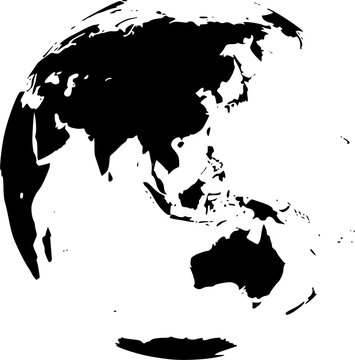 Stylized grey globe showing asia australia and oceania on a white background
