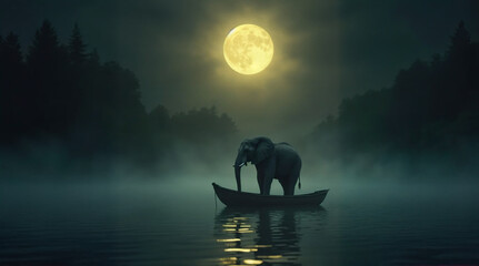 misty night in the forest