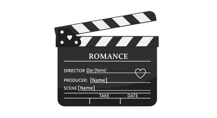 Fototapeta premium Film Clapperboard with Romance Theme and Heart Symbol.