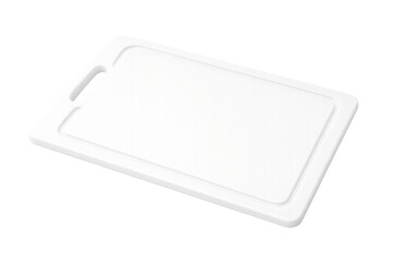 White plastic cutting board kitchen utensil on transparent background