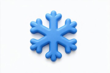 Obraz premium A bright blue, three-dimensional snowflake rests isolated against a stark white background