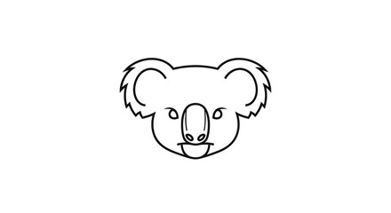 Obraz premium Simple Line Art Koala Face Icon Minimalist Design.