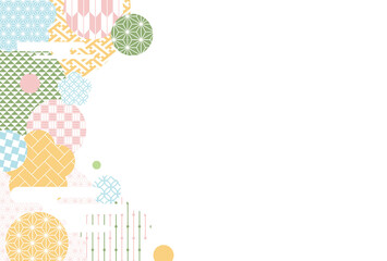 【春の背景素材】伝統文様のカラフルな和柄イラスト
