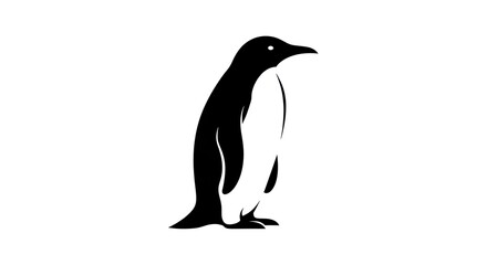 Simple black and white penguin silhouette icon isolated on a white background.