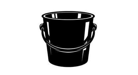 Simple black bucket with a handle vector illustration.