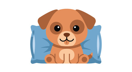 Adorable puppy rests peacefully on a blue pillow exhibiting a charming cartoon like silhouette high quality professional detailed modern elegant stylish clean crisp