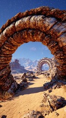 Fototapeta premium Pixelated Desert Archway Landscape