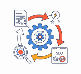 3D isometric business infographic vector illustration featuring mechanical gear wheels and technology icons to represent industrial engineering and work concepts