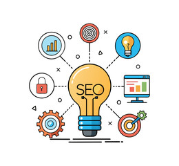 A creative light bulb idea concept featuring a flat vector design and social media icons to symbolize global business communication and technology network connections between people on the internet