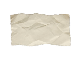 Fototapeta premium Old vintage torn paper piece with ragged ripped edges and crumpled texture isolated on black background with copy space for frame and design element concept.