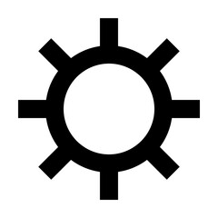 Outline sun icon for solar energy, light, heat, and weather.
