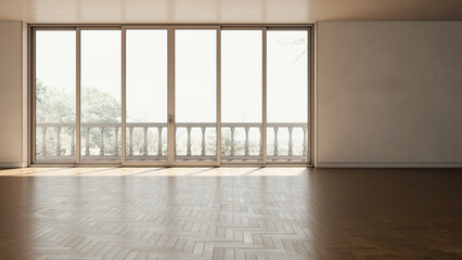 Naklejka premium Large luxury modern bright interiors Living room mockup illustration 3D rendering Digitally Generated Image