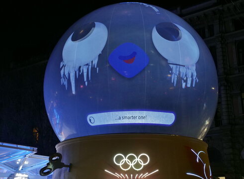 Alibaba shop stand for Olimpic games in Cairoli square, Milan, Lombardy, Italy