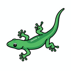 Obraz premium Green Lizard Cartoon Character