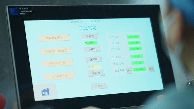 Industrial control screen displaying real-time data monitoring interface with operational parameters