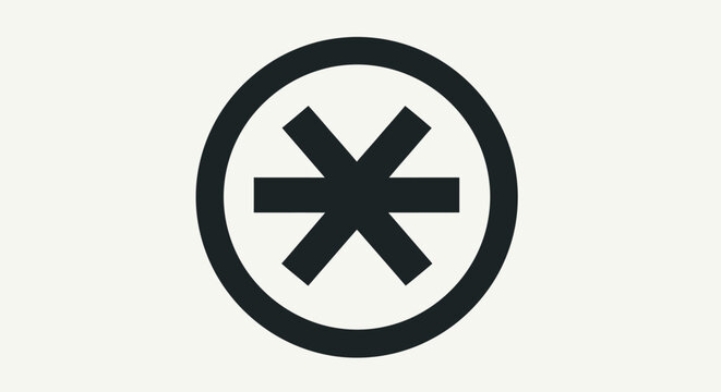 Black asterisk symbol in a circle on a light background.